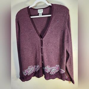 VINTAGE Kordt Embroidered Beaded Cardigan Sweater